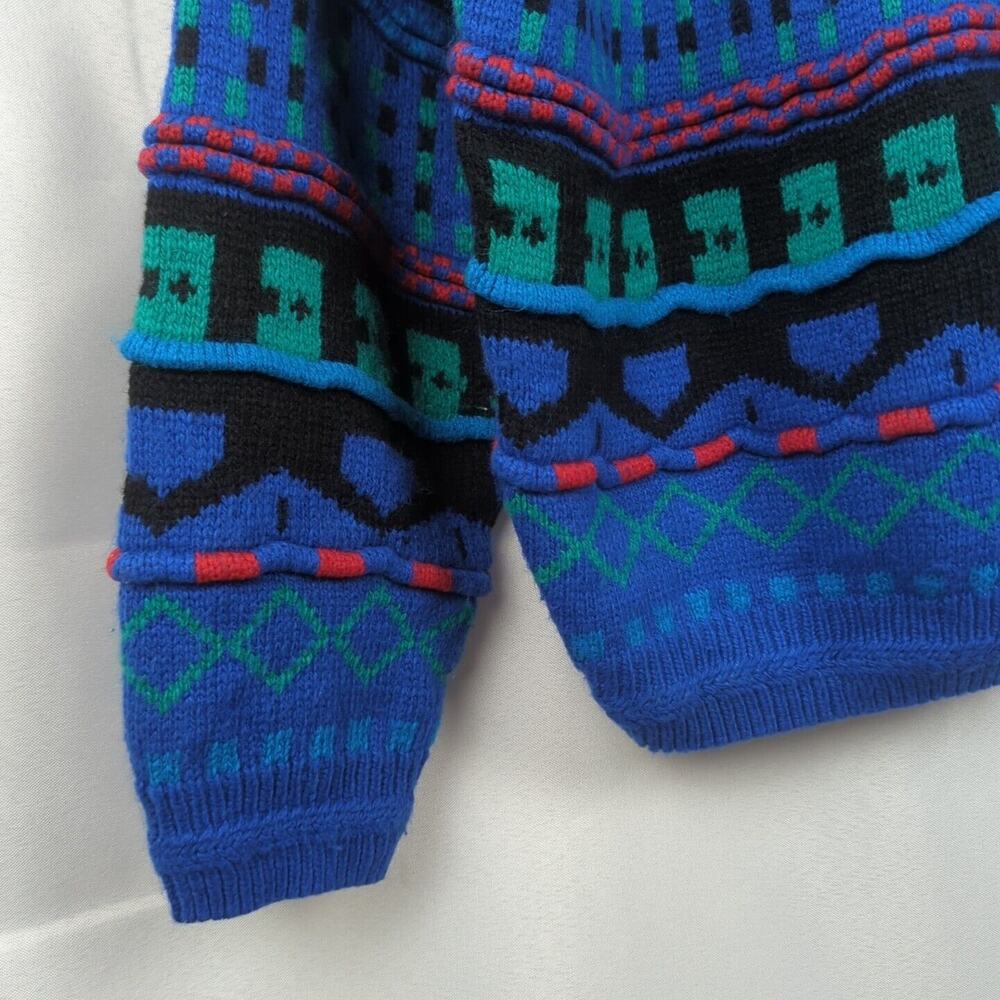Concrete Mix Sweater Mens Size L Vintage Crew Neck Knit Pullover Blue Green Red - Picture 8 of 14